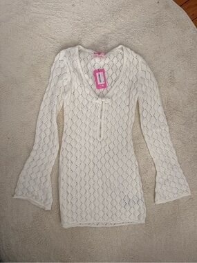 Edikted Brie Cut Out Crotchet Mini Dress